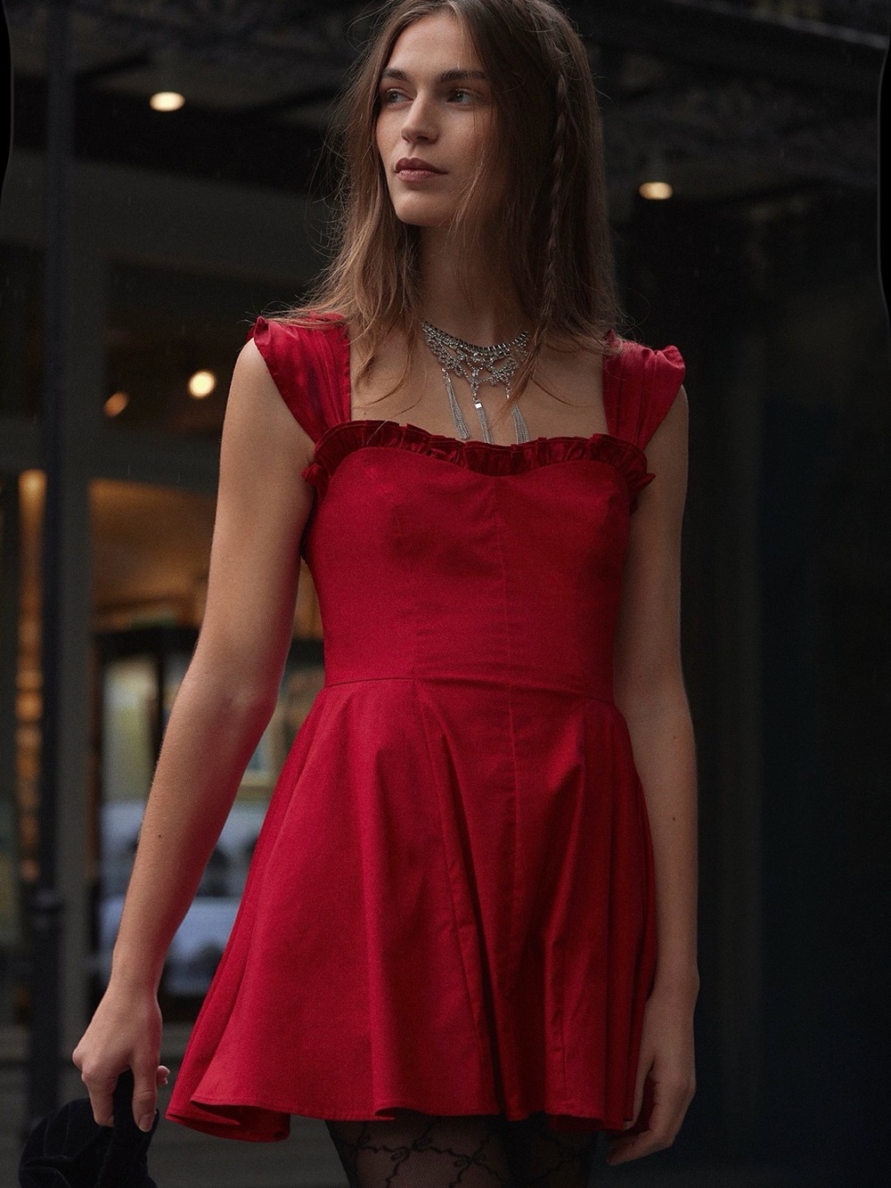 Free People XL Red Dress Midnight Magic Mini Dahlia Combo Anthropologie NWT $128
